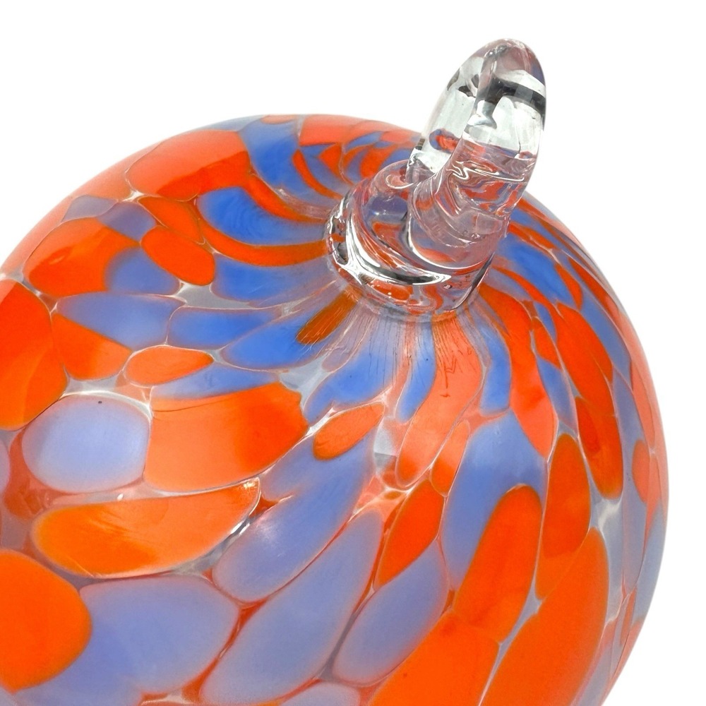 Hand Blown Glass Friendship Ball Ornament Christmas  3.3 In Purple / Orange - Picture 6 of 7